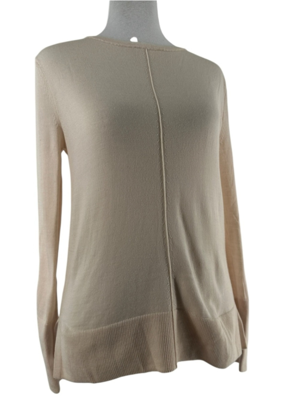 Banana Republic Lightweight knit Merino Crewneck Sweater cream preppy sz xs